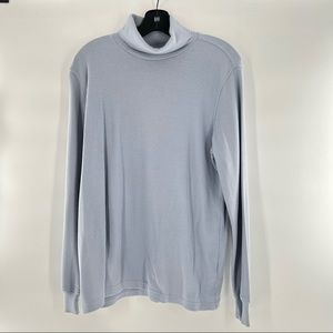 Lands' End 100% Cotton Rib Knit Turtleneck, Oversize Fit, Medium 10-12 Regular